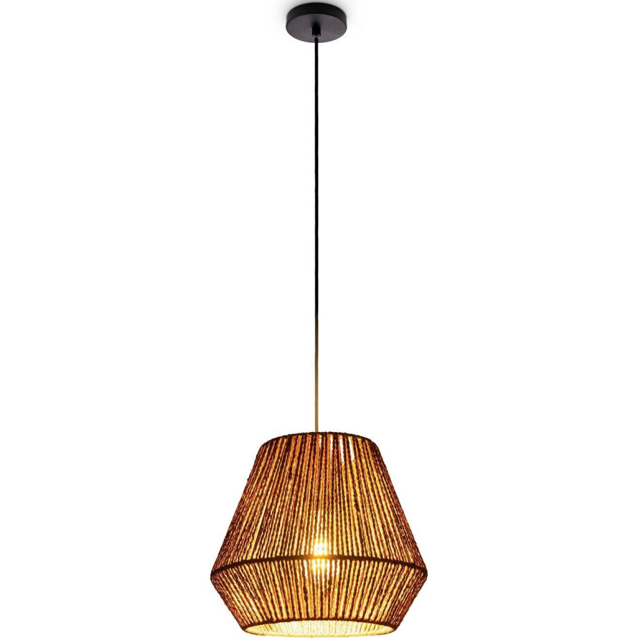 Paco Home Hanglamp Hugo Diego Woonkamer eetkamer rattan look Boho lampenkap papier afbeelding 1