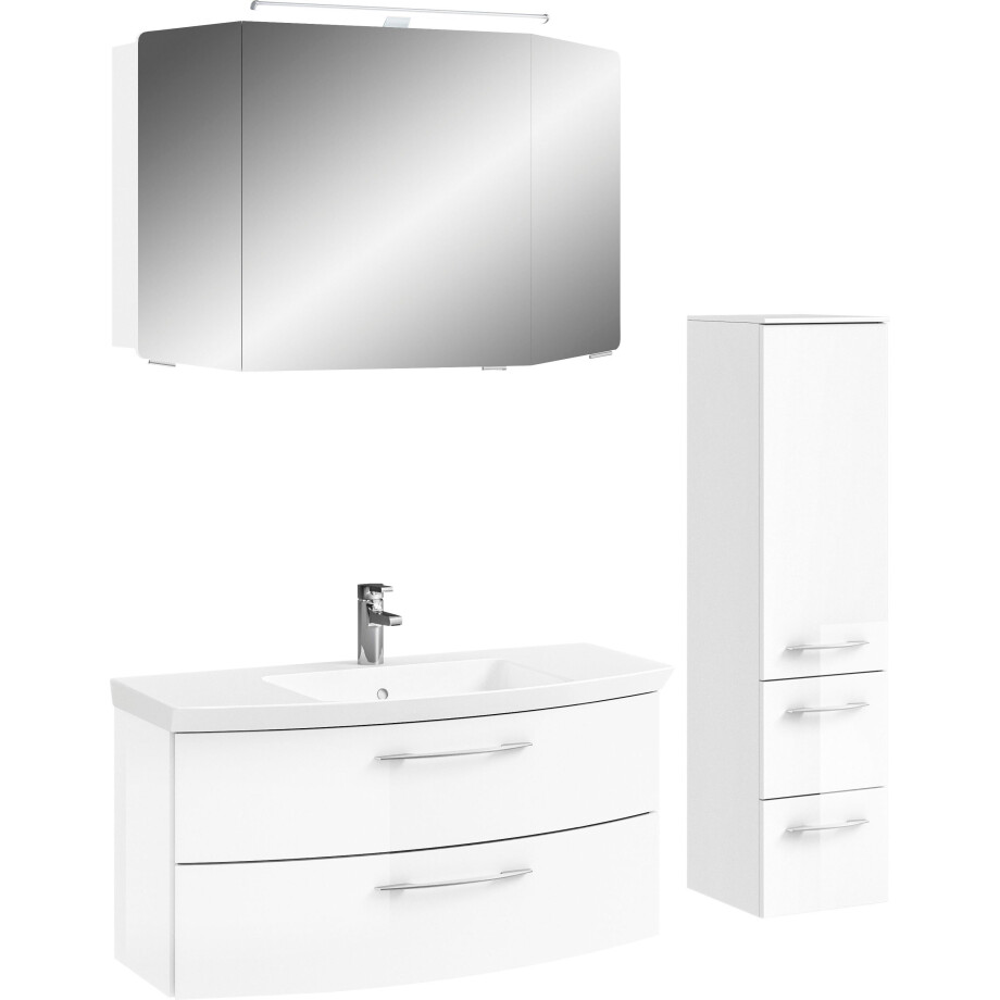 Saphir Badkamerserie Cassca sprint 3-delig mineraalmarmeren wastafel met led-spiegelkast (4-delig) afbeelding 1