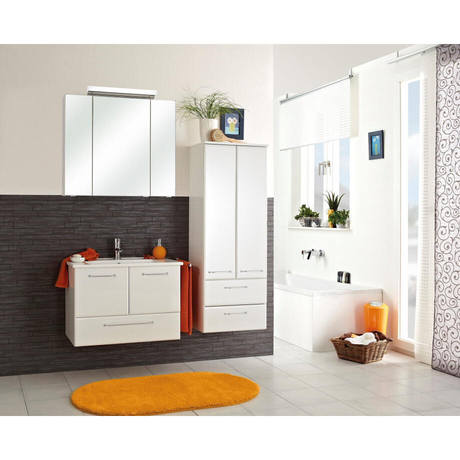 Saphir Badmeubelset Quickset 341 3-delig, keramieken wastafelonderkast en led-spiegelkast (set, 3 stuks) afbeelding 1