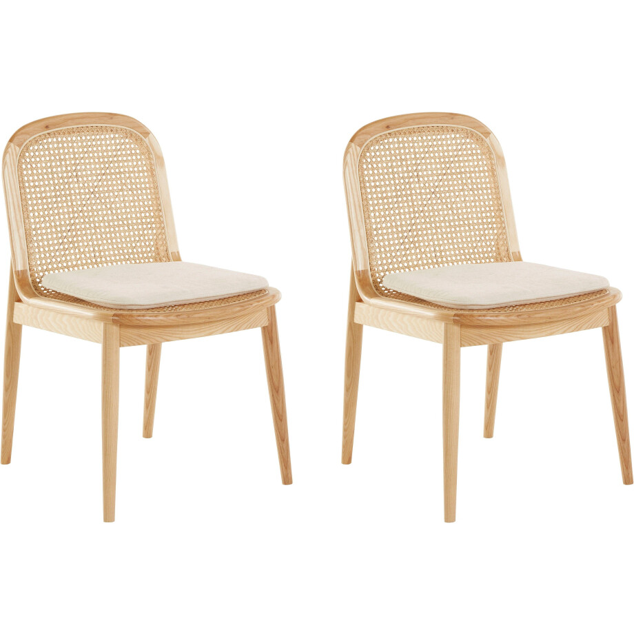 LeGer Home by Lena Gercke Eetkamerstoel 214LINASTUHL Polstertstoel met frame en poten van massief essenhout (set) afbeelding 1