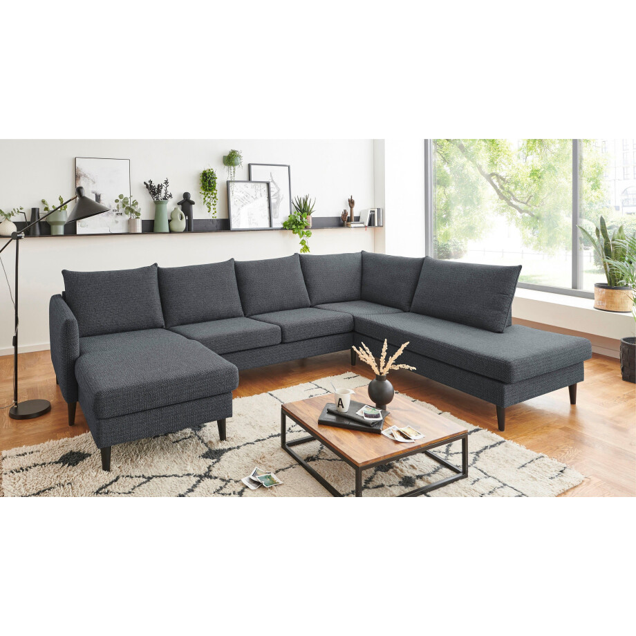 ATLANTIC home collection Zithoek Rekvik U-vorm met golfvering, met massief houten poten afbeelding 1