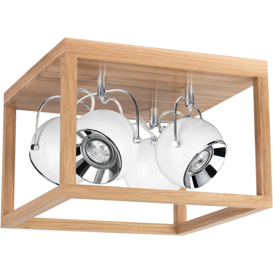 SPOT Light Led-plafondlamp ROY Inclusief ledverlichting, natuurproduct van eikenhout, duurzaam afbeelding 1
