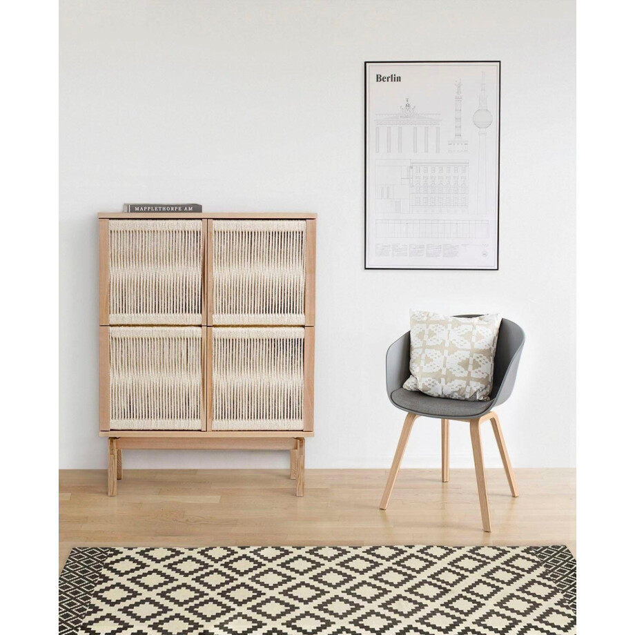 Woodman Highboard Lidia Opbergkast, deurfronten van gevlochten hennepkoord, breedte 90 cm afbeelding 1