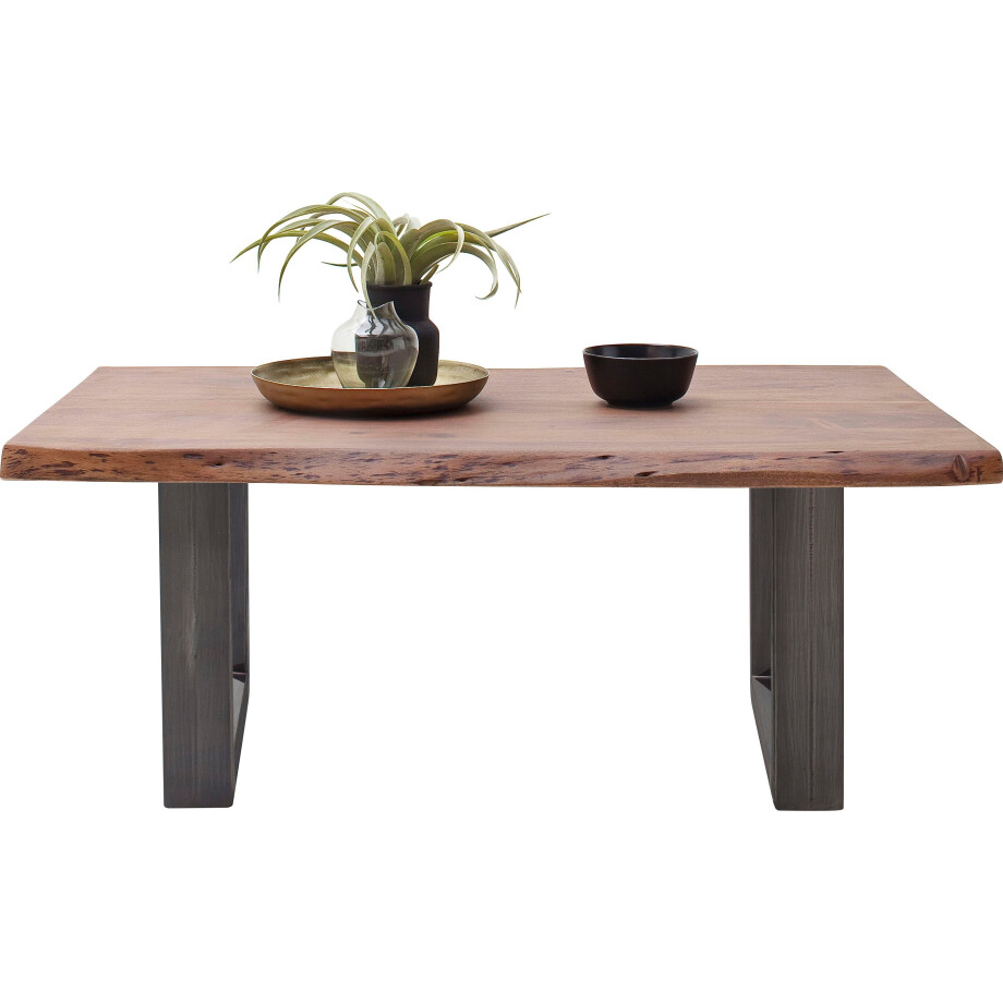 MCA furniture Salontafel Cartagena Salontafel massief hout met boomstamrand en natuurlijke kieren en gaatjes afbeelding 1