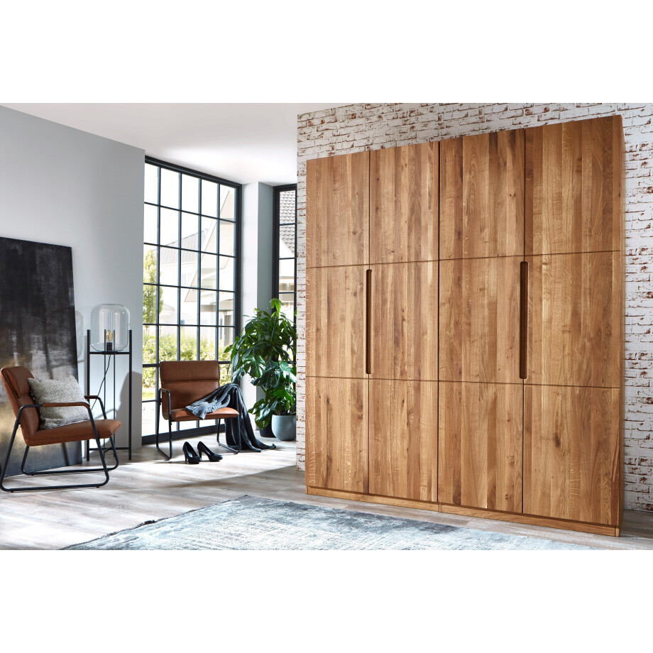 Home affaire Kledingkast Azelie, van wilde eik Massief houten kledingkast, in 50 cm raster planbaar afbeelding 1