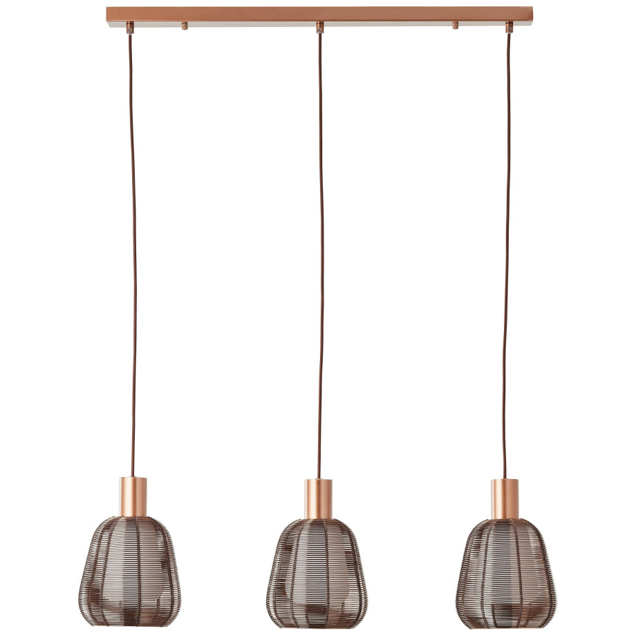 Brilliant Leuchten Hanglamp Wallace 120 x 85 x 18 cm, 3 x e27, inkortbaar, donker koffie, metaal/glas (1 stuk) afbeelding 1