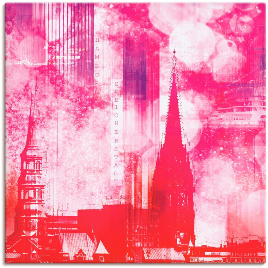 Artland Artprint op linnen Hamburg Collage III gespannen op een spieraam afbeelding 1
