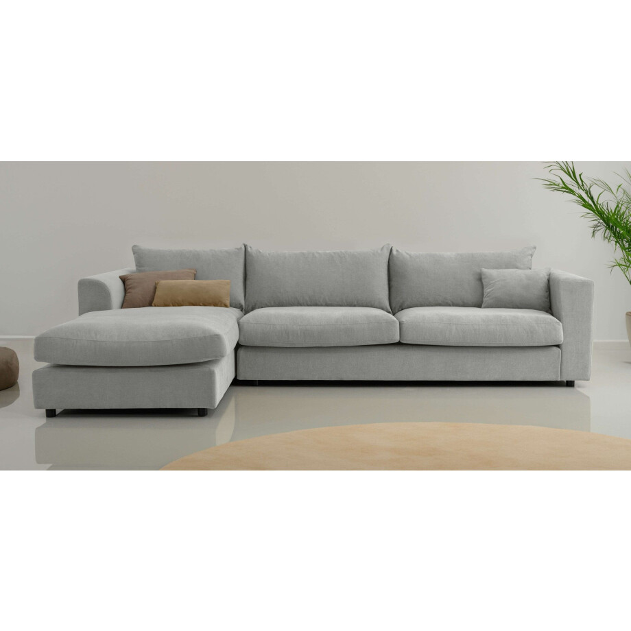 LeGer Home by Lena Gercke Hoekbank Avelina Breedte 297 cm, in cord- en chenille-stof, rugkussen met veren (2-delig) afbeelding 1