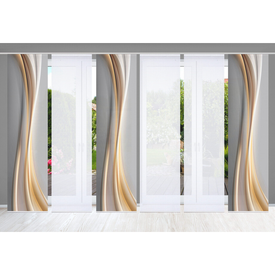 HOME in green Paneelgordijn ELANIA SET DIGITALE PRINT, BAMBOELOOK GERECYCLED (6 stuks) afbeelding 