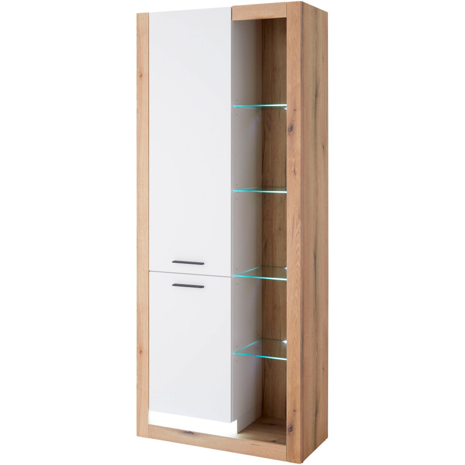 INOSIGN Vitrinekast Brixen, vitrinekast in eik decor, moderne staande vitrinekast Metalen grepen, voldoende opbergruimte, veelzijdig toepasbaar, 80 cm breed afbeelding 1