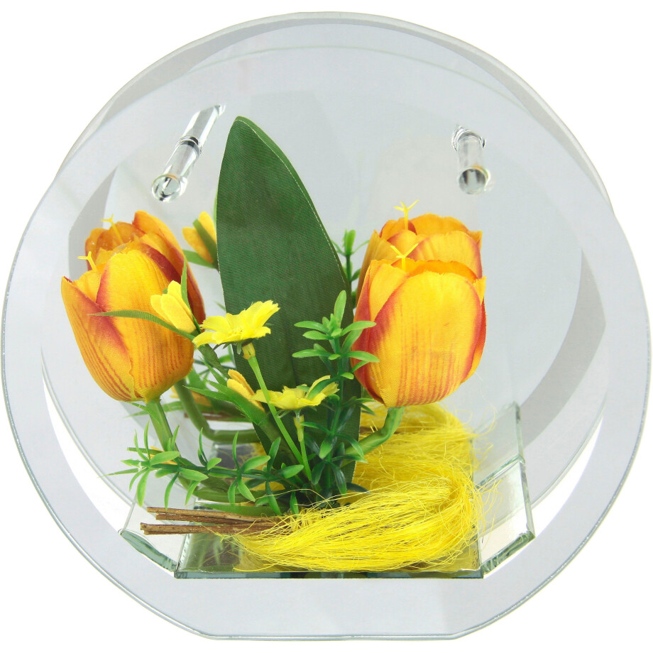 I.GE.A. Decoratief object LED-tulp Gedeclareerd glas met tulpen, madeliefjes, konijn, lichtslinger, LED 3D afbeelding 1