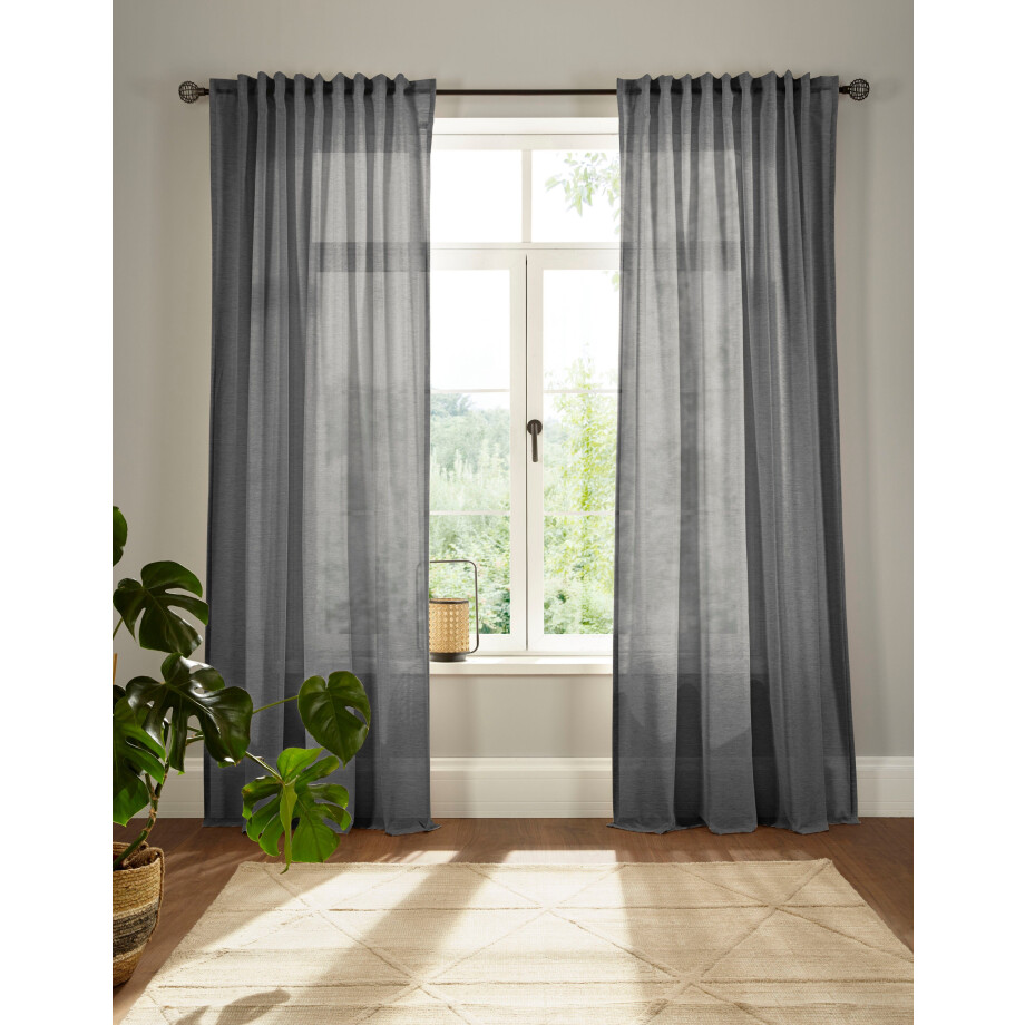 andas Gordijn Elby 2 basic, transparant, monochroom, tot 295 cm lengte (1 stuk) afbeelding 1