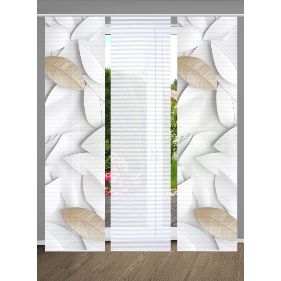 HOME in green Paneelgordijn Lison SET DIGITALE PRINT, BAMBOELOOK GERECYCLED (3 stuks) afbeelding 1