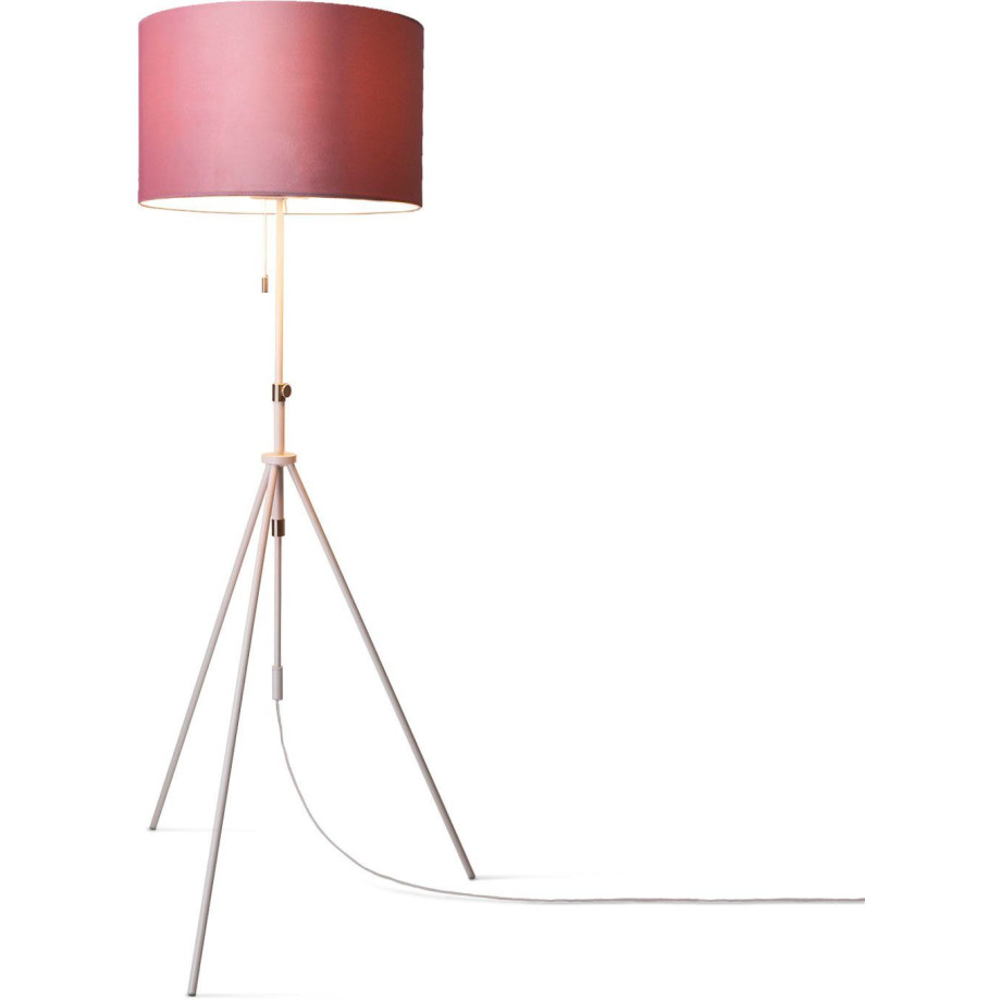 Paco Home Staande lamp Naomi uni Color Woonkamer in hoogte verstelbaar 121,5 tot 176,5 cm trekschakelaar velours afbeelding 1