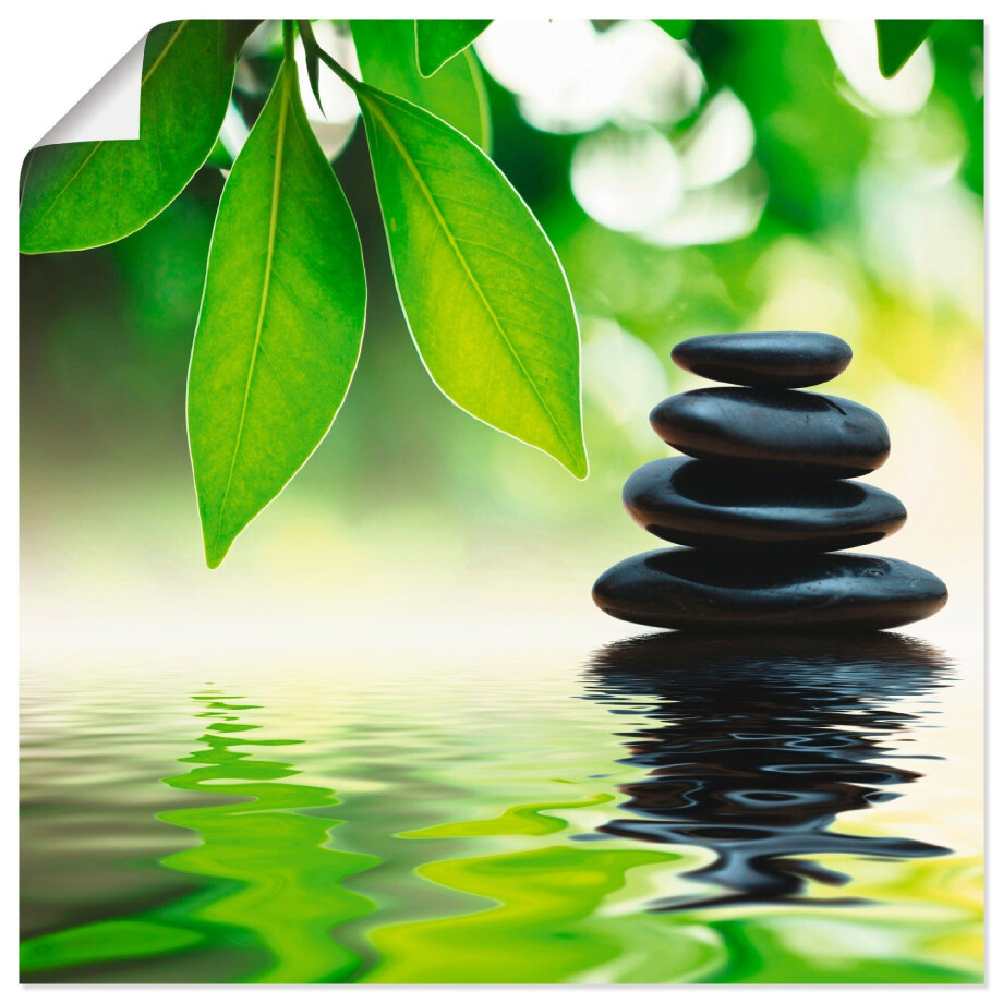 Artland Artprint Zen steenpiramide op wateroppervlak als artprint op linnen, poster, muursticker in verschillende maten afbeelding 1