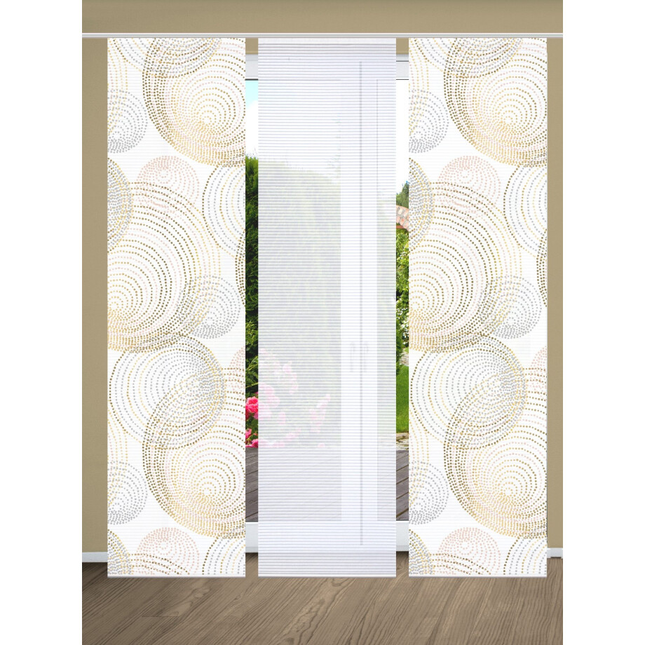 HOME in green Paneelgordijn Spiro SET DIGITALE PRINT, BAMBOELOOK GERECYCLED (3 stuks) afbeelding 
