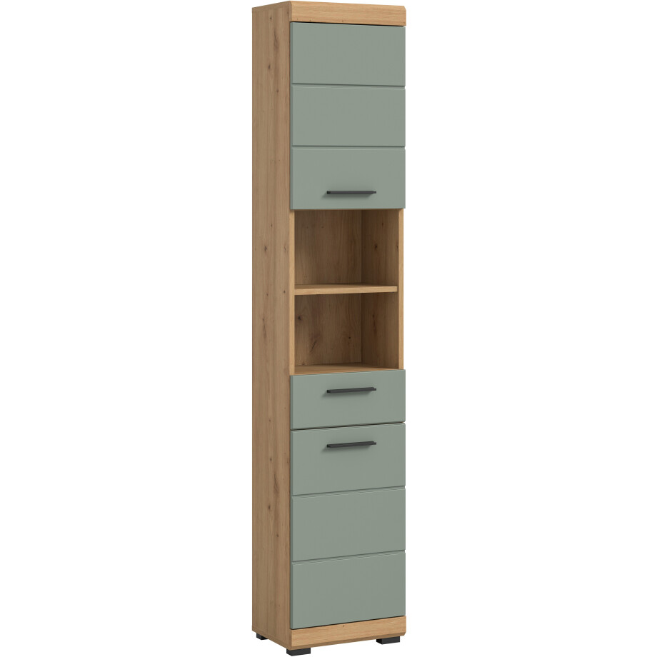 INOSIGN Hoge kast Siena, breedte 37 cm, 2 deuren, 1 lade, 2 open vakken, MDF-front in verschillende kleuren verkrijgbaar, badkamermeubels, badkamerkast, kast, badkamer (1 stuk) afbeelding 1