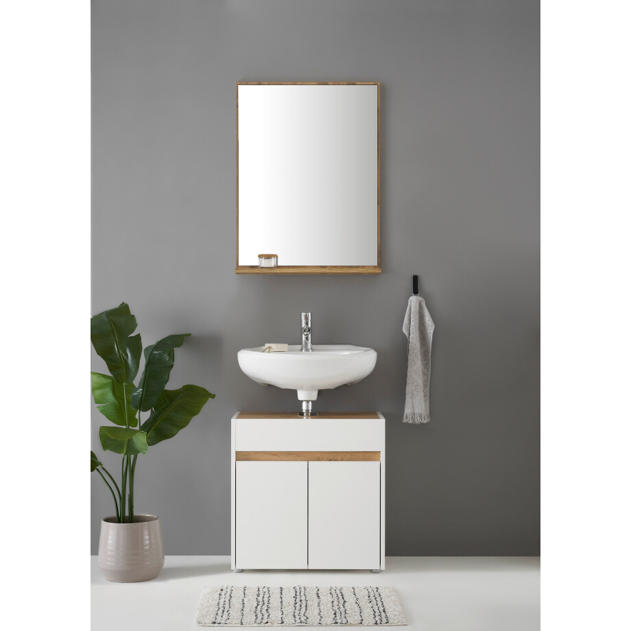 INOSIGN Badmeubelset CITY/ GIRON, badkamer in tijdloos ontwerp, 2-delige badkamer Onderkast en spiegel, in twee kleuren beschikbaar, veel opbergruimte (set, 2 stuks) afbeelding 1