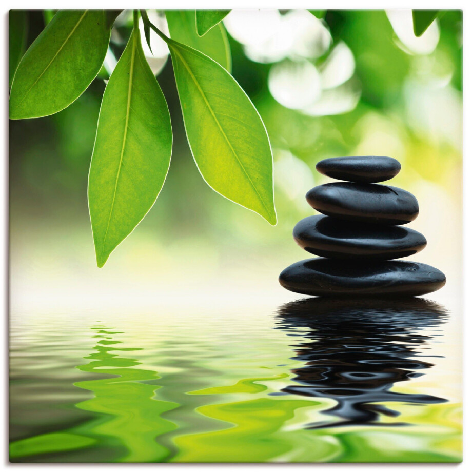 Artland Artprint Zen steenpiramide op wateroppervlak als artprint op linnen, poster, muursticker in verschillende maten afbeelding 1