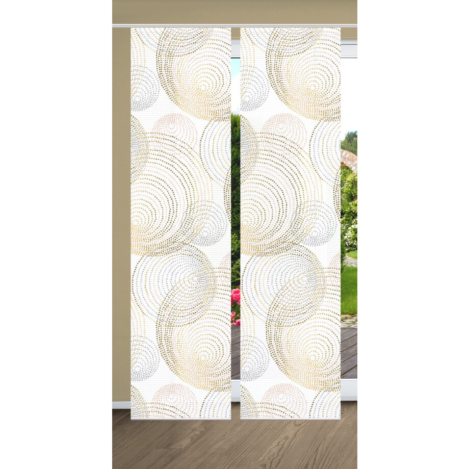 HOME in green Paneelgordijn Spiro SET DIGITALE PRINT, BAMBOELOOK GERECYCLED (2 stuks) afbeelding 