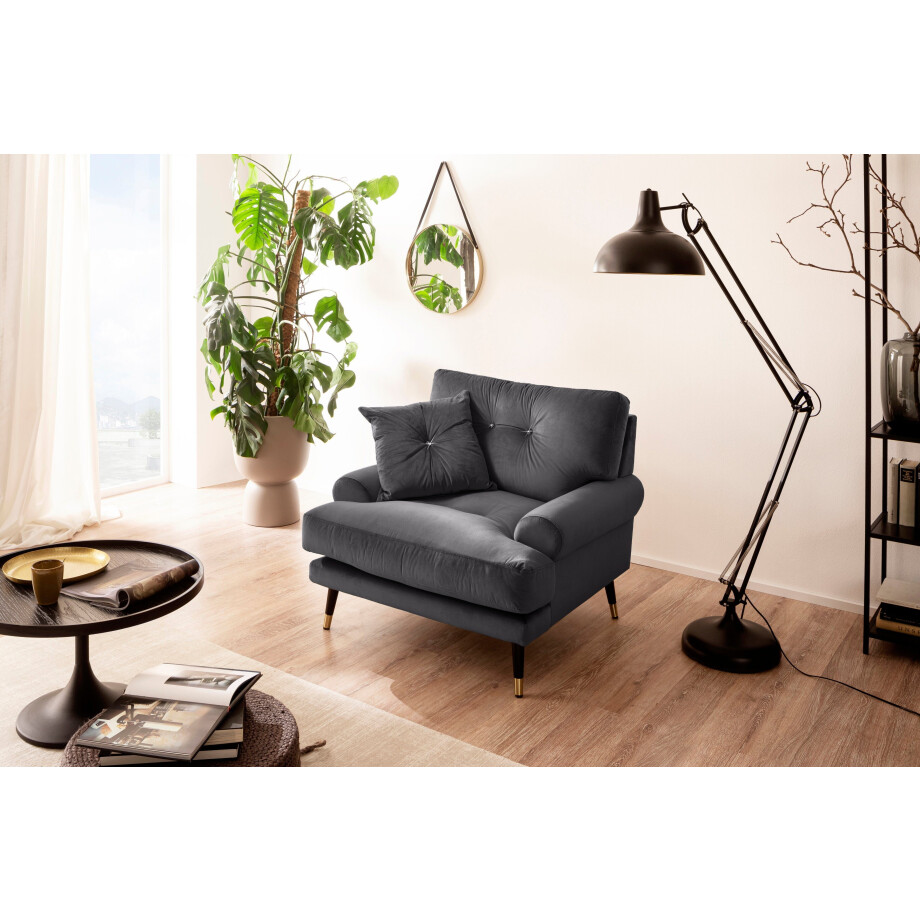 Trends by HG Loungestoel Samir met strassteentjes en goudkleurige applicaties afbeelding 1