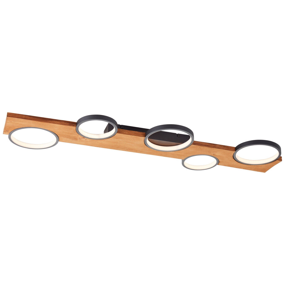 Brilliant Leuchten Led-plafondlamp Musti 95 x 28 cm, 4600 lumen, 3000 k, hout/metaal, natuur/zwart (1 stuk) afbeelding 1