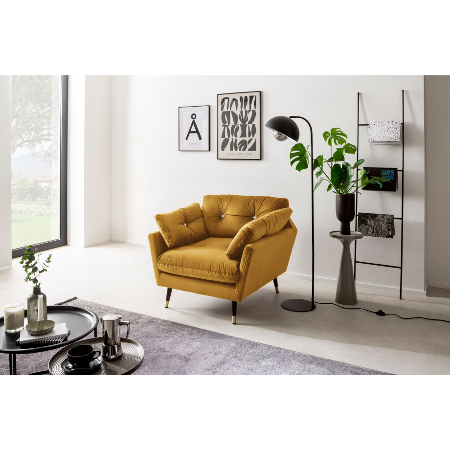 Trends by HG Loungestoel AMIRA met strassteentjes en goudkleurige applicaties afbeelding 1