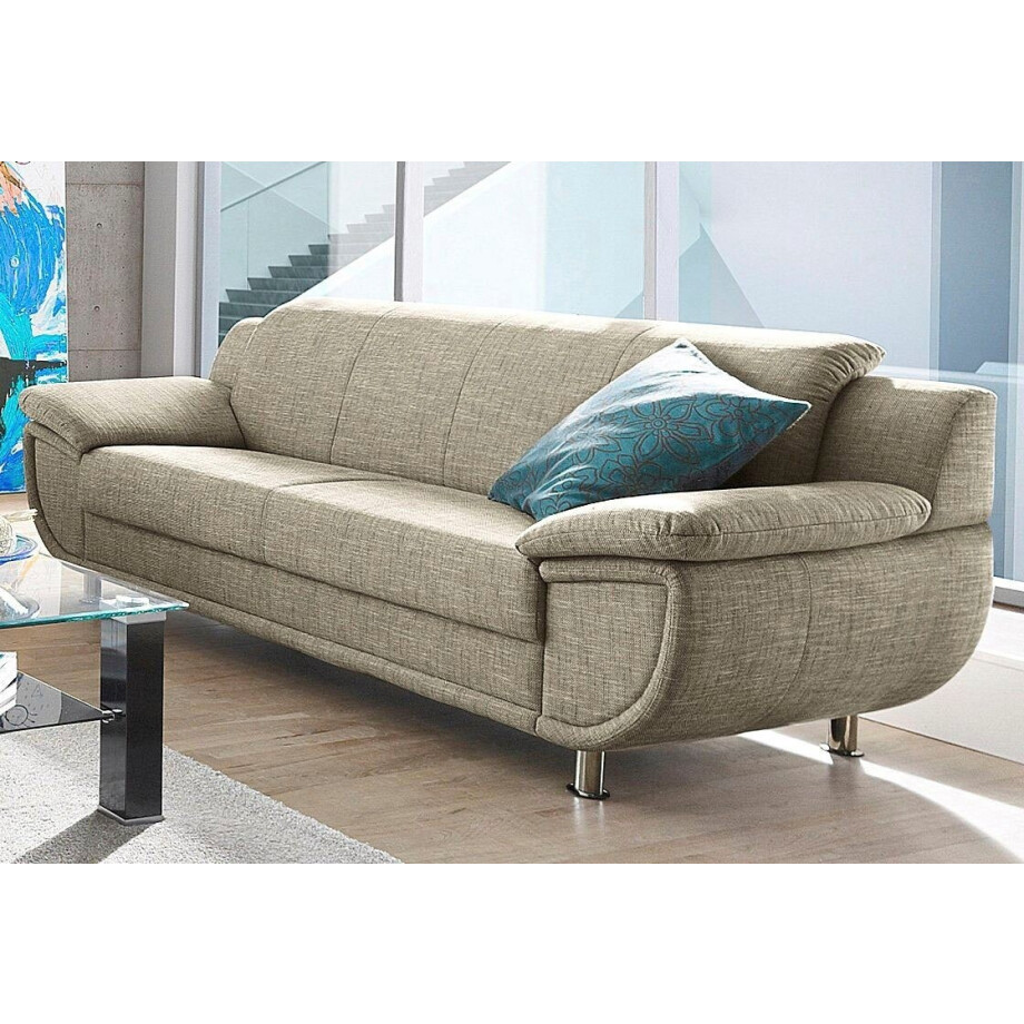 TRENDMANUFAKTUR 3-zitsbank Rondo, breedte 207 cm, brede armleuningen, chromen poten Big-sofa optioneel met bonnellvering, in verschillende bekledingen bestelbaar afbeelding 1