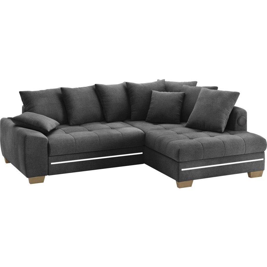 Mr. Couch Hoekbank Nikita II, L-vorm met koudschuim, rgb-led, geluidssysteem, optioneel met bed, bedlade afbeelding 1