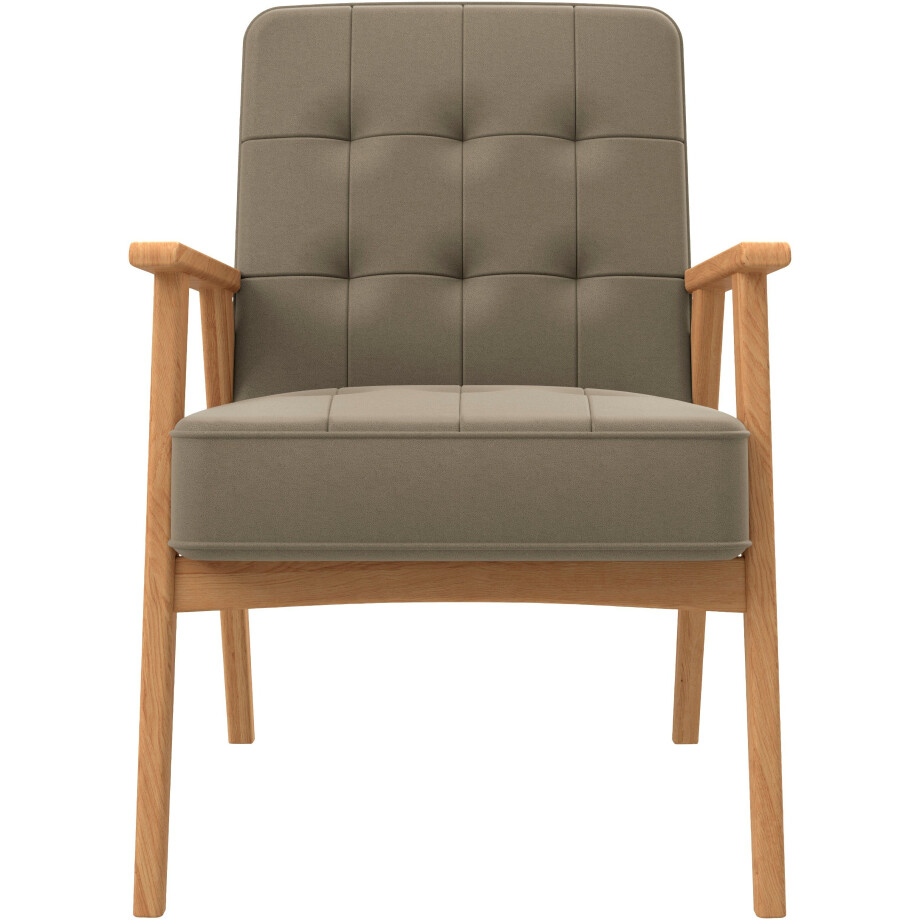 andas Fauteuil Alvared Zigzag vering voor een hoog zitcomfort, naturel massief eiken afbeelding 1