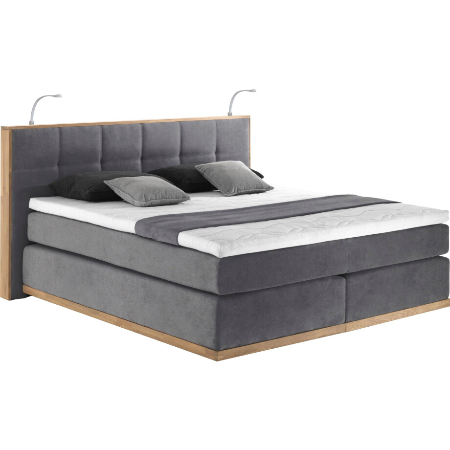 Places of Style Boxspring Vinton van eiken, met ledverlichting, verschillende hardheden (ook h4) (5-delig - 5-delig) afbeelding 1