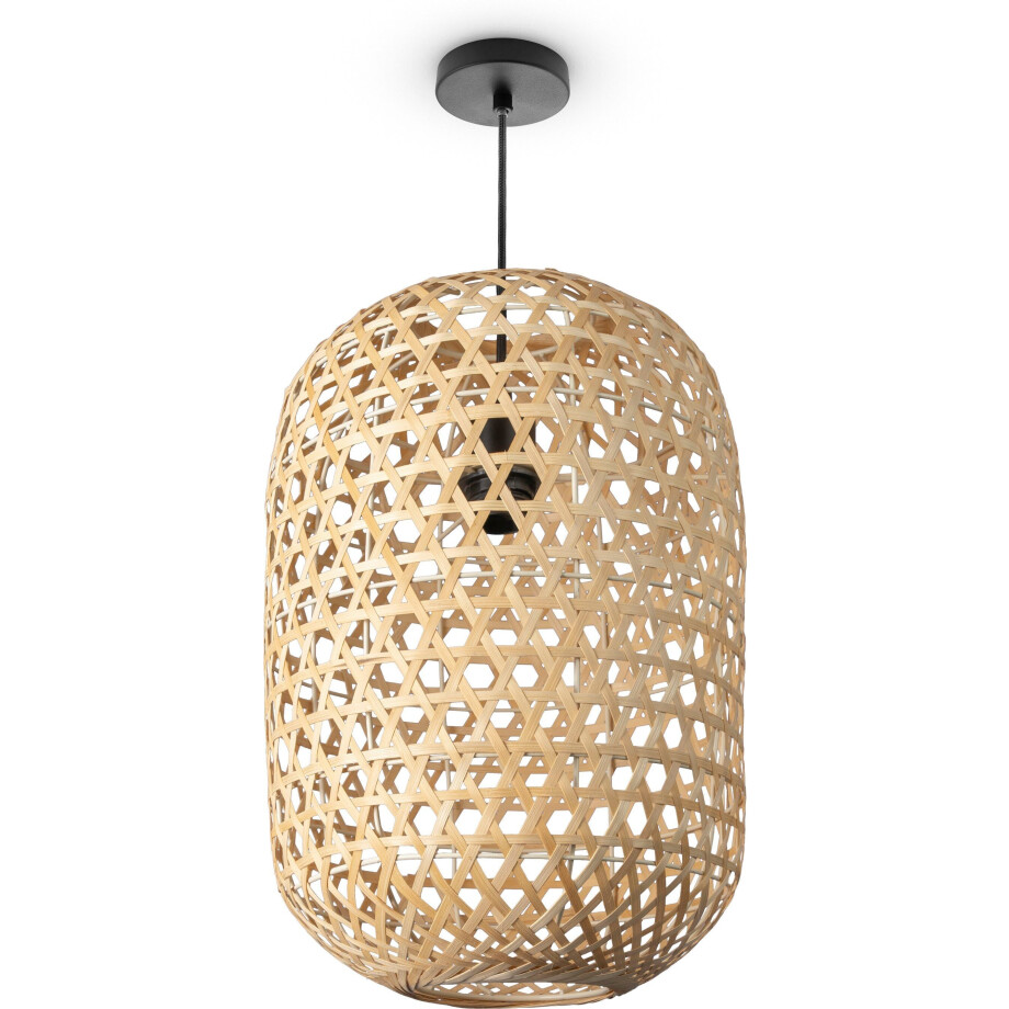 Paco Home Hanglamp PUNU Bamboe pendellamp Boho plafondlamp korf hangend rustiek E27 natuur afbeelding 1