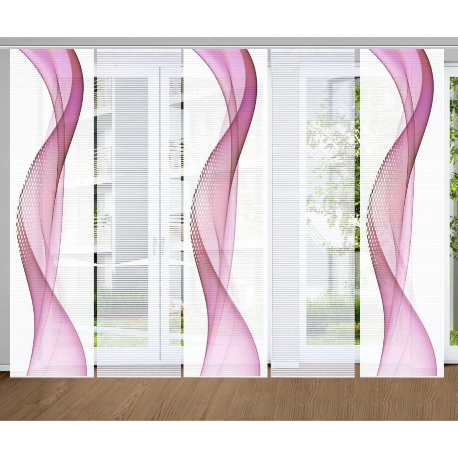 HOME in green Paneelgordijn NEVOLA SET DIGITALE PRINT, BAMBOELOOK GERECYCLED (5 stuks) afbeelding 1