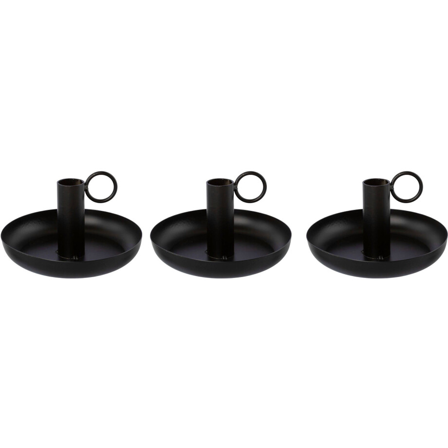 andas Kandelaar Stompkaarsenhouder Engla uit metaal, met decoratieve handgreep (set, 3 stuks) afbeelding 1