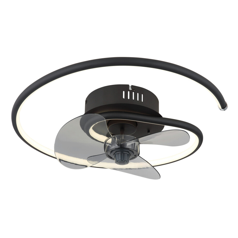 Globo Lightning Plafondlamp KOREN plafondventilator Plafondventilator metaal zwart mat, LED (1 stuk) afbeelding 