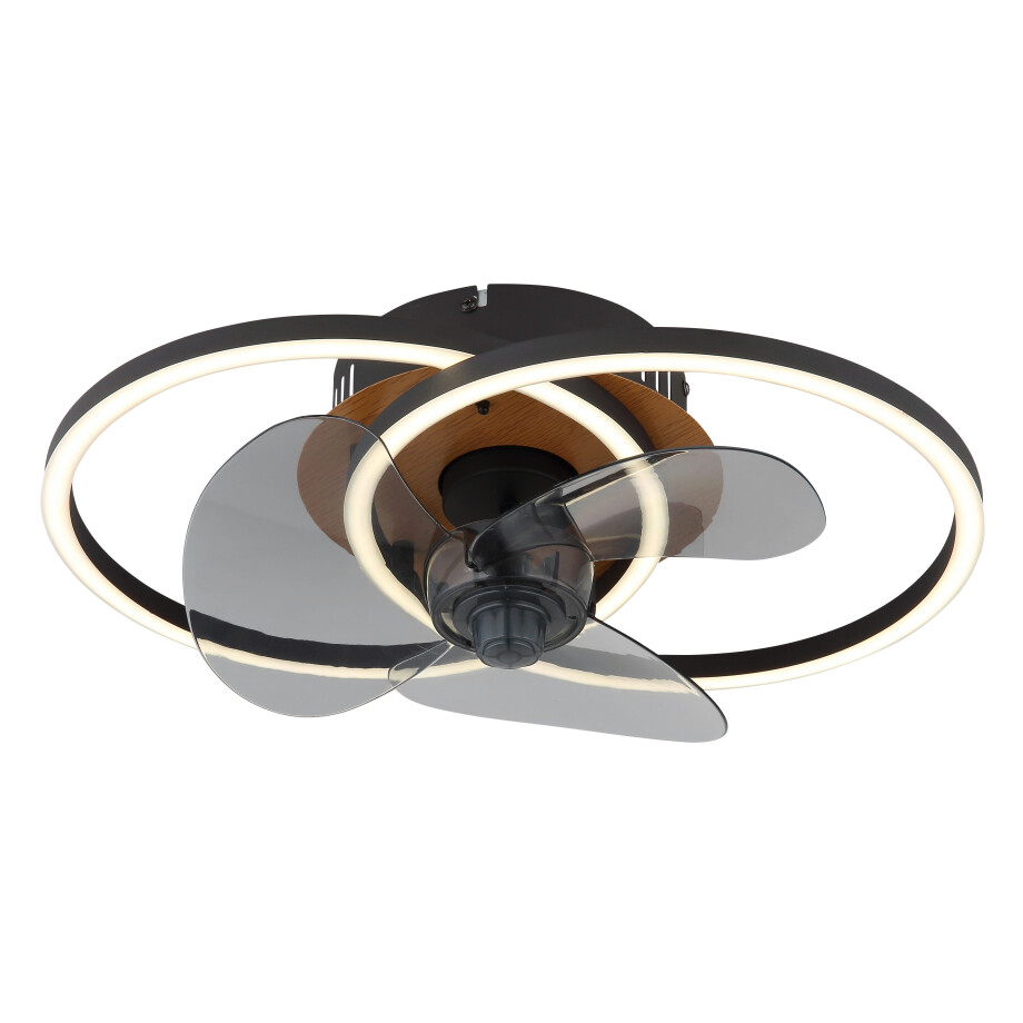 Globo Lightning Plafondlamp KAREN plafondventilator metaal zwart mat LED, koudwit, neutraalwit, warmwit, plafondlamp, ventilator (1 stuk) afbeelding 