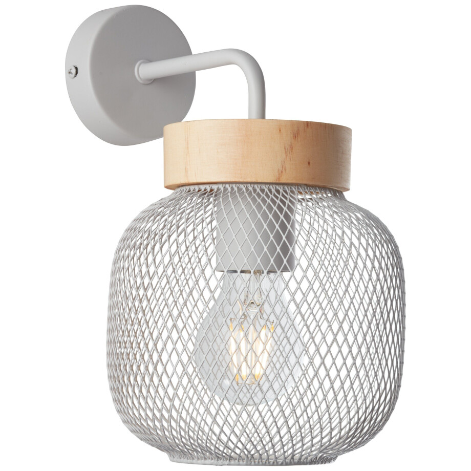 Brilliant Leuchten Wandlamp Giada Wandlamp, hoogte 26,5 cm, 1x E27, metaal/hout (1 stuk) afbeelding 1