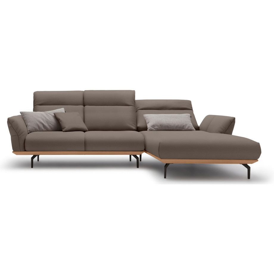 Hülsta Sofa Hoekbank Hs.460 Sokkel in eiken, gegoten aluminium poten in umbra grijs, breedte 298 cm afbeelding 1