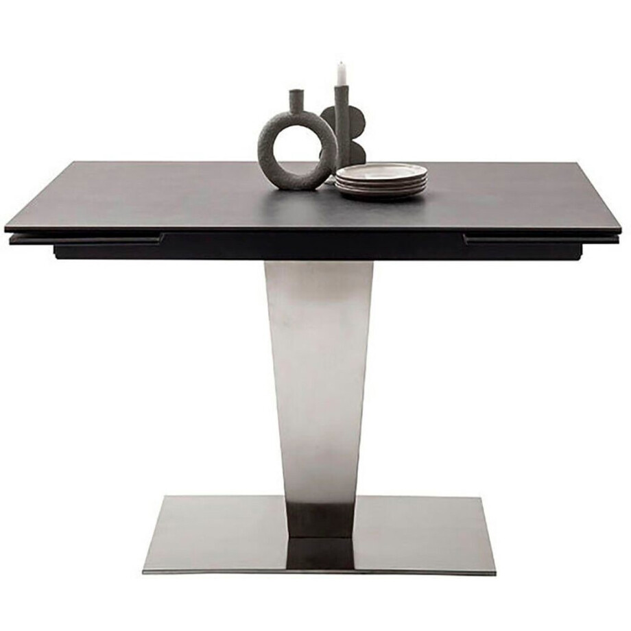 MCA furniture Eettafel PESARO uitschuifbare tafel met voet 120-180 cm Keramiek, roestvrij staal, eindschuif, uittrekbaar, tafelblad 14 mm afbeelding 1