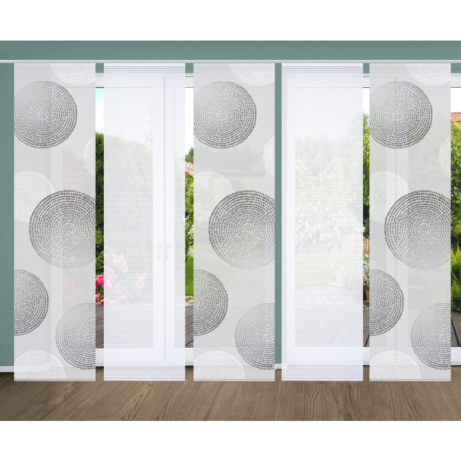 HOME in green Paneelgordijn GINNO SET DIGITALE PRINT, BAMBOELOOK GERECYCLED (5 stuks) afbeelding 1