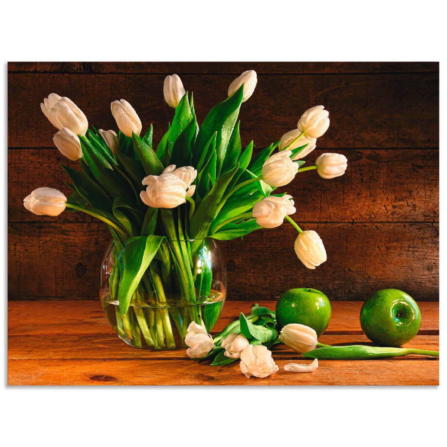 Artland Artprint Tulpen in glazen vaas als artprint van aluminium, artprint voor buiten, artprint op linnen in verschillende maten afbeelding 1