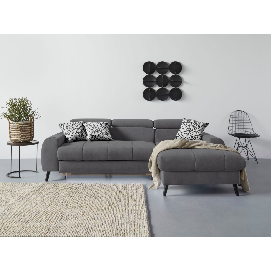 COTTA Hoekbank Mia L-Form mit 3 Zierkissen 3-delige kussenset, récamier, naar keuze met of zonder rgb-verlichting afbeelding 1