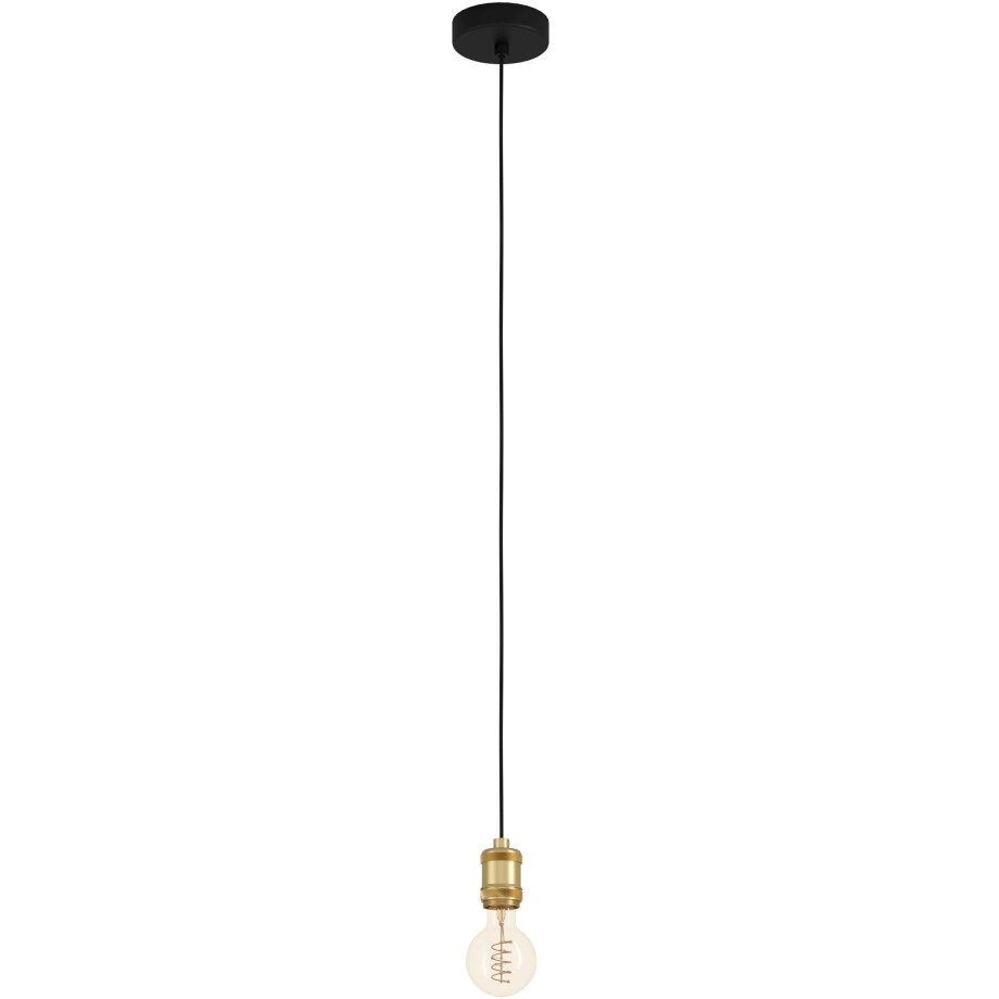 EGLO Hanglamp YORTH Hanglamp in zwart en bruin van staal - excl. E27 - 40W (1 stuk) afbeelding 1