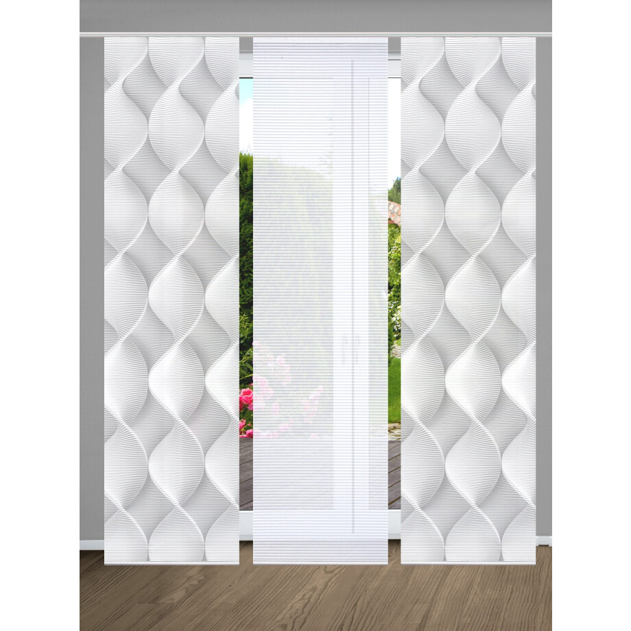 HOME in green Paneelgordijn LAMIRA SET DIGITALE PRINT, BAMBOELOOK GERECYCLED (3 stuks) afbeelding 1