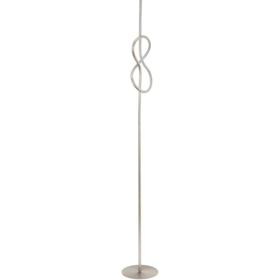 EGLO Staande lamp NOVAFELTRIA Vloerlamp, nikkel-mat en wit, lamp met voetenschakelaar (1 stuk) afbeelding 1