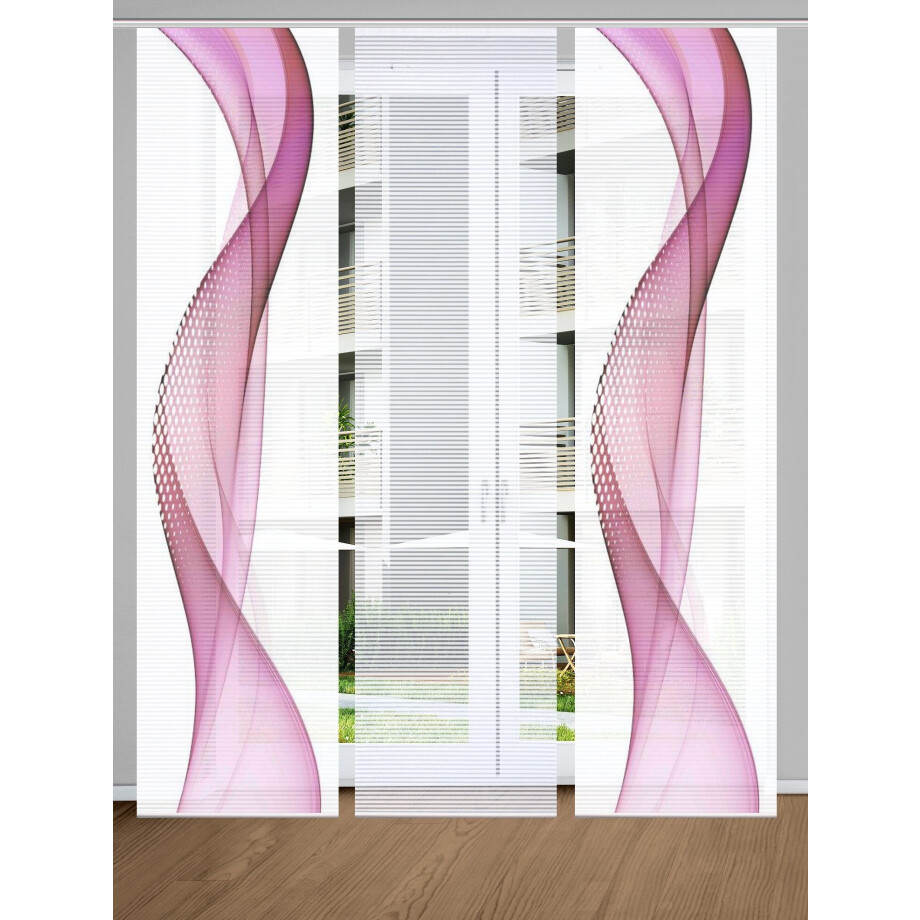 HOME in green Paneelgordijn NEVOLA SET DIGITALE PRINT, BAMBOELOOK GERECYCLED (3 stuks) afbeelding 1
