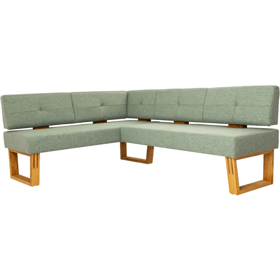 Home affaire Hoekbank Ponza gestoffeerde bank, eetkamerbank met massief houten frame, keukenbank in mooie kleuren, breedte 201x161 cm afbeelding 1