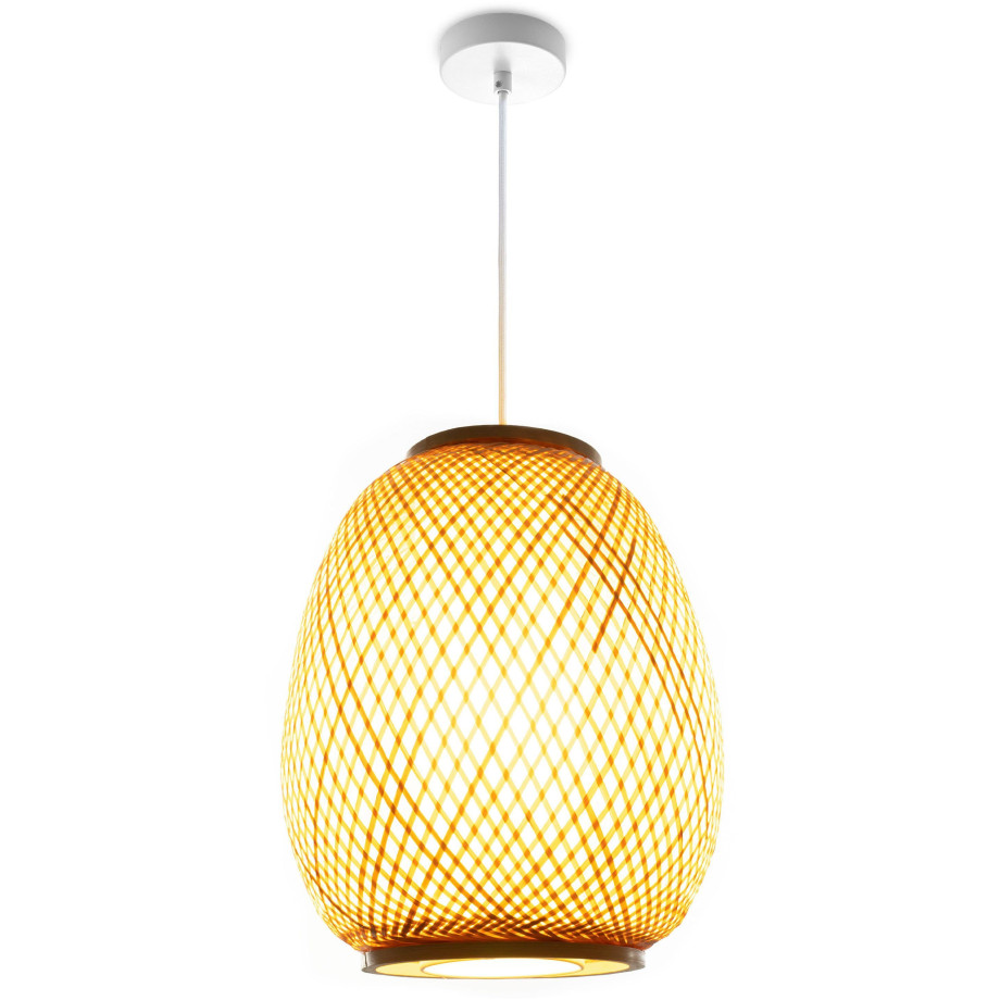 Paco Home Hanglamp TOPU Hanglamp bamboe lampenkap korf woonkamer Boho rustiek E27 afbeelding 1