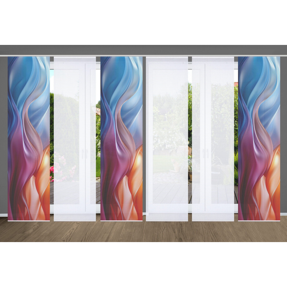 HOME in green Paneelgordijn Alcina SET DIGITALE PRINT, BAMBOELOOK GERECYCLED (6 stuks) afbeelding 1