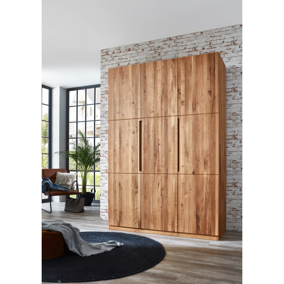 Home affaire Kledingkast Azelie, van wilde eik Massief houten kledingkast, in 50 cm raster planbaar afbeelding 1
